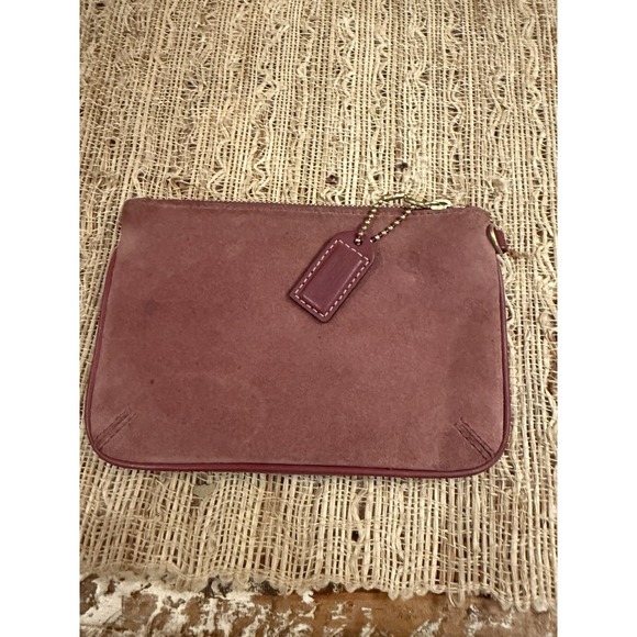 Coach Handbags - VGC‎ COACH Women's Dark Pink Mauve Suede Leather Wristlet Clutch Coin Purse